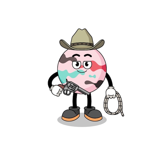 Personaggio mascotte della bomba da bagno come design di un personaggio da cowboy