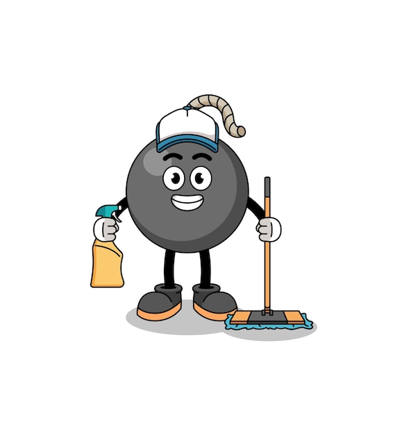 Character mascot of bomb as a cleaning services character design