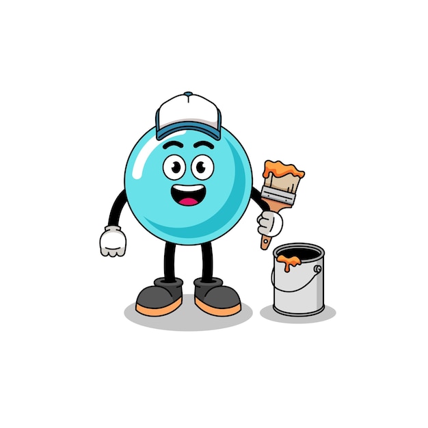 Character mascot of bubble as a painter