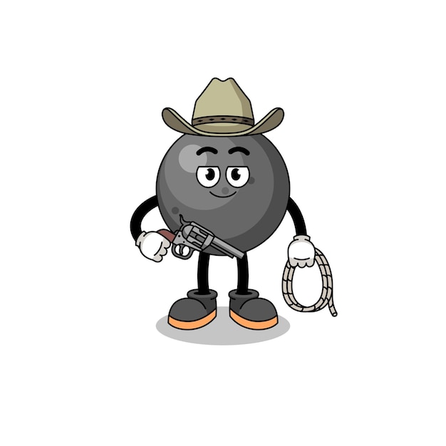 Character mascot of cannon ball as a cowboy