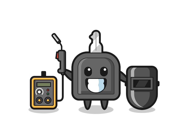 Character mascot of car key as a welder  cute style design for t shirt sticker logo element