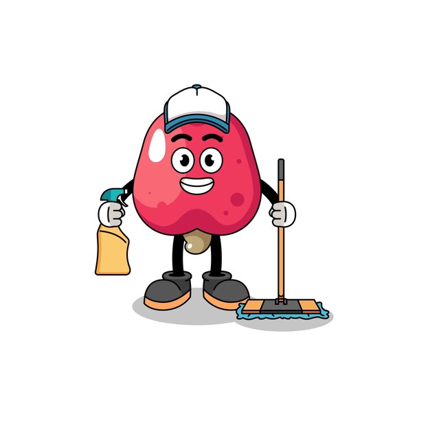 Character mascot of cashew as a cleaning services