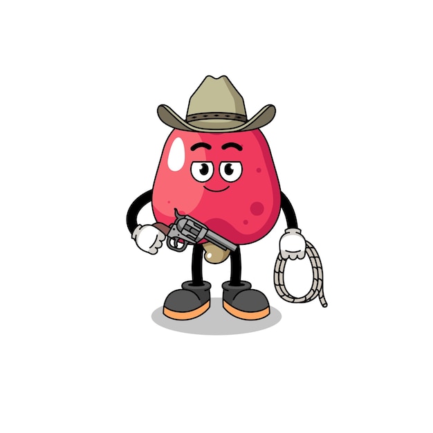 Vector character mascot of cashew as a cowboy