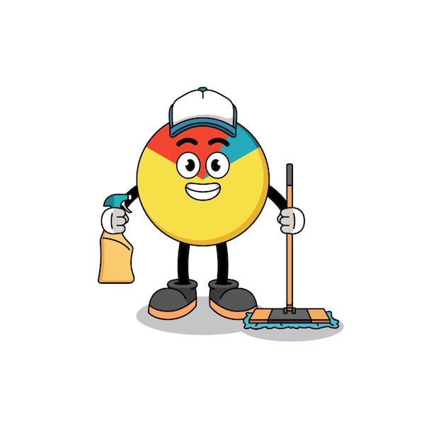 Character mascot of chart as a cleaning services character design