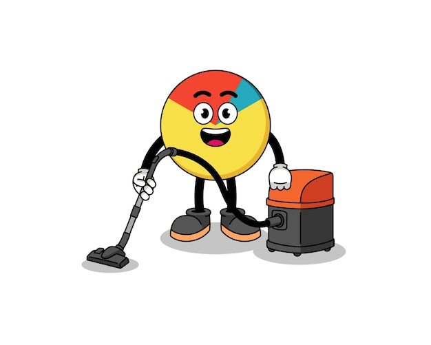 Character mascot of chart holding vacuum cleaner character design