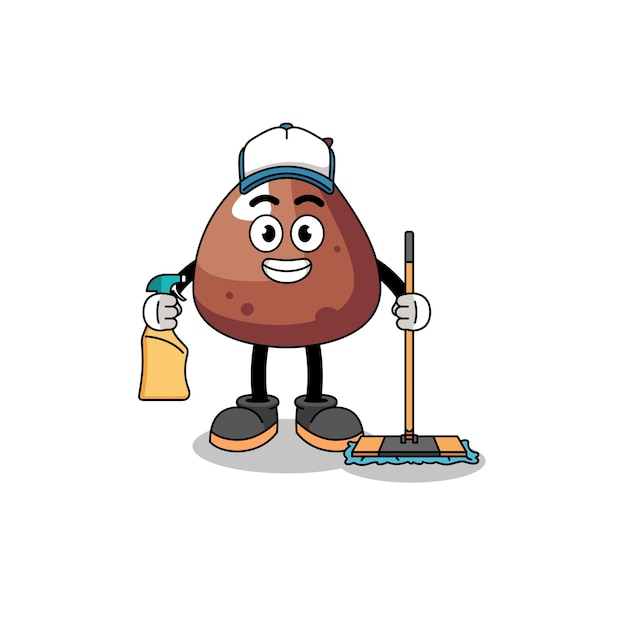 Character mascot of choco chip as a cleaning services