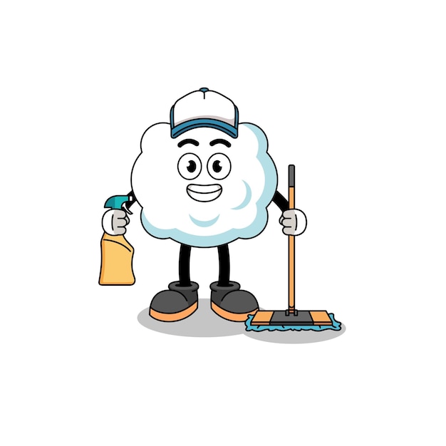 Vector character mascot of cloud as a cleaning services