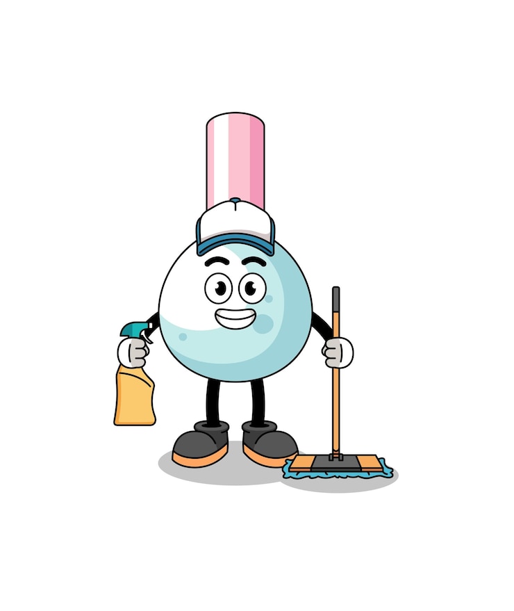 Vector character mascot of cotton bud as a cleaning services