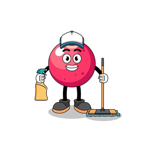 Character mascot of cranberry as a cleaning services