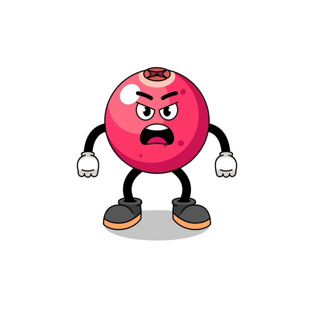 Character mascot of cranberry holding vacuum cleaner
