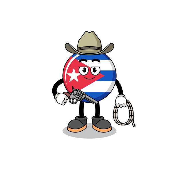 Vector character mascot of cuba flag as a cowboy