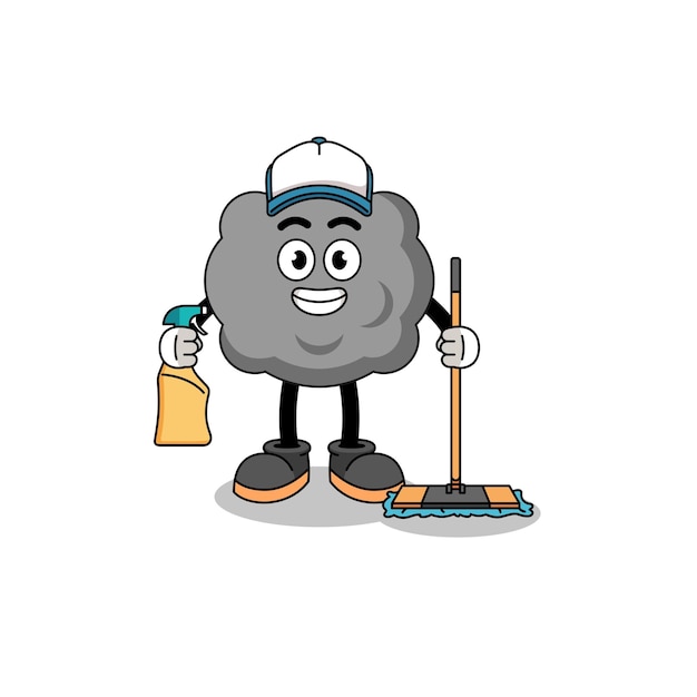 Character mascot of dark cloud as a cleaning services