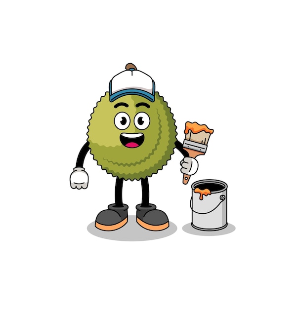 Character mascot of durian fruit as a painter character design