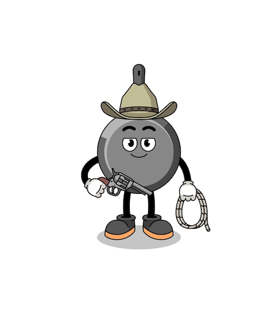 Character mascot of frying pan as a cowboy