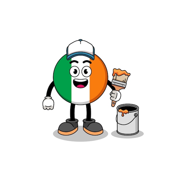 Character mascot of ireland flag as a painter character design