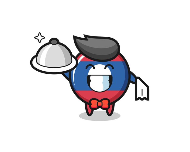 Character mascot of laos flag badge as a waiters , cute design