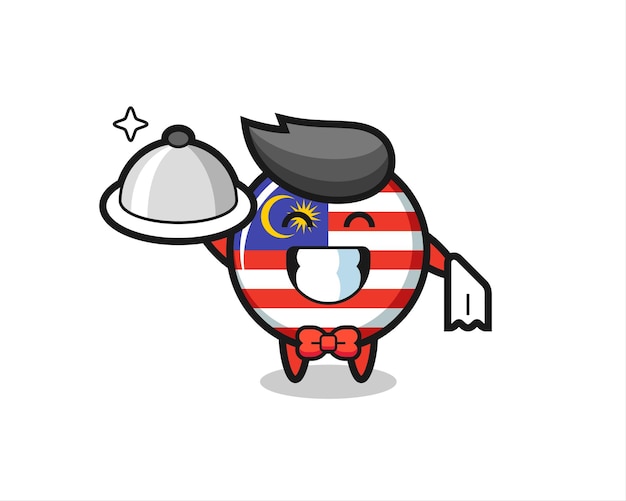 Character mascot of malaysia flag badge as a waiters