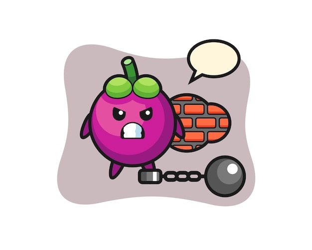 Character mascot of mangosteen as a prisoner
