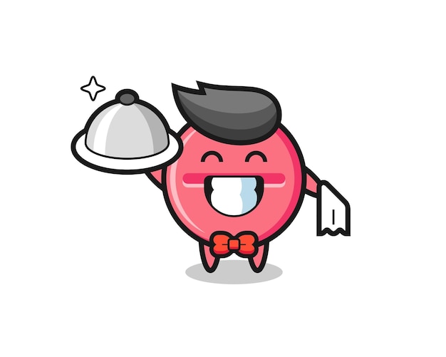 Vector character mascot of medicine tablet as a waiters  cute design