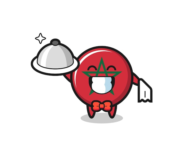 Vector character mascot of morocco flag as a waiters