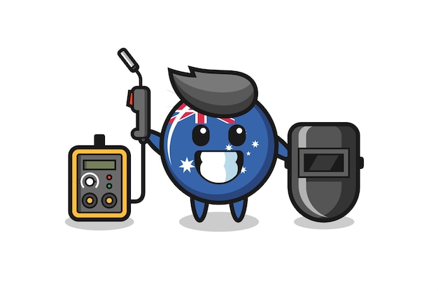 Символ талисмана австралийского флага в виде сварщика, милый дизайн стиля для футболки, наклейка, элемент логотипа