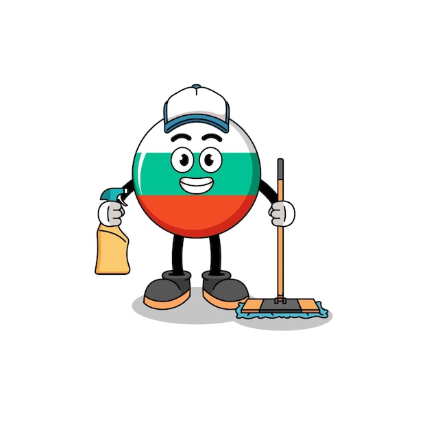 청소 서비스로 불가리아 국기의 캐릭터 마스코트