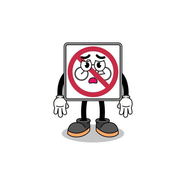 Персонаж-талисман дорожного знака без велосипедов в образе ковбоя