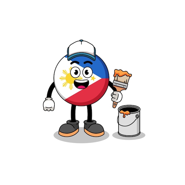 Vector character mascot of philippines flag as a painter