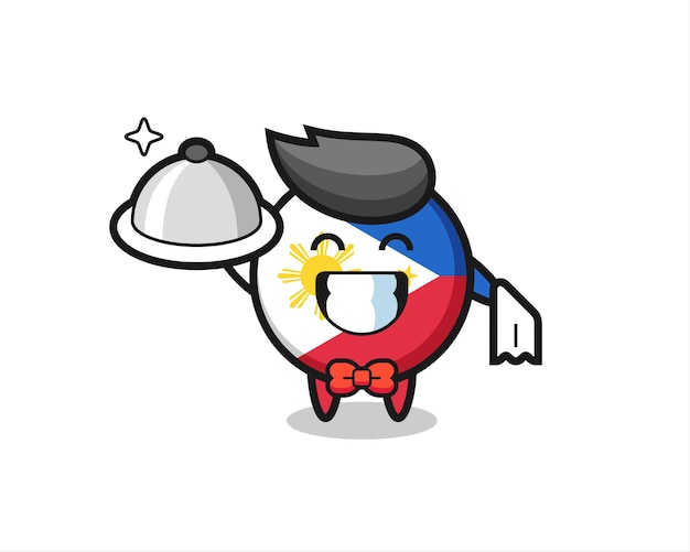 Character mascot of philippines flag badge as a waiters