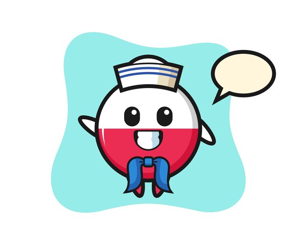 Vector character mascot of poland flag badge as a sailor man