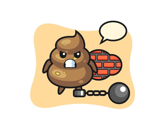 Character mascot of poop as a prisoner  cute style design for t shirt sticker logo element
