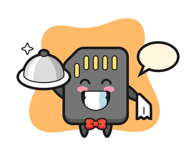 Character mascot of SD card as a waiters, cute style design for t shirt