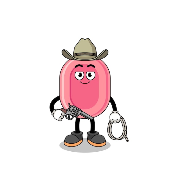 Character mascot of soap as a cowboy