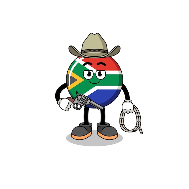 Vector character mascot of south africa flag as a cowboy