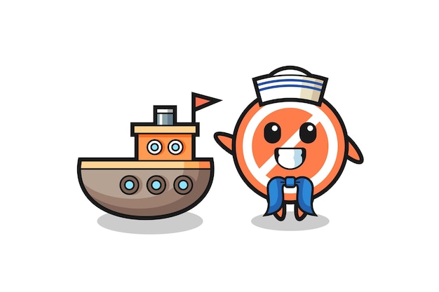 Character mascot of stop sign as a sailor man , cute style design for t shirt, sticker, logo element