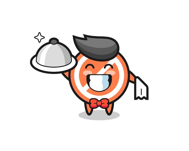 Vector character mascot of stop sign as a waiters , cute style design for t shirt, sticker, logo element