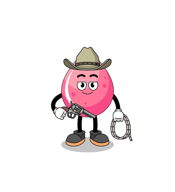 Character mascot of strawberry juice as a cowboy