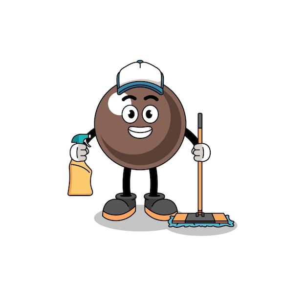 Character mascot of tapioca pearl as a cleaning services character design