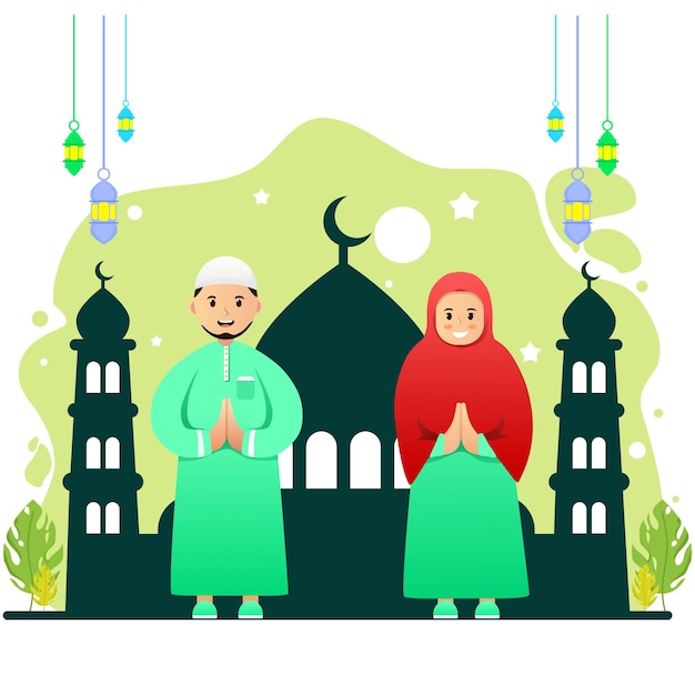 Vector character muslim premium