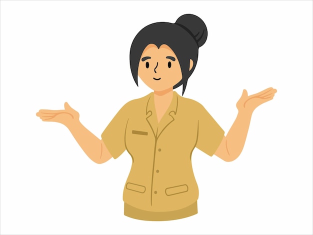 Vector character people civil servant in indonesia wearing uniform