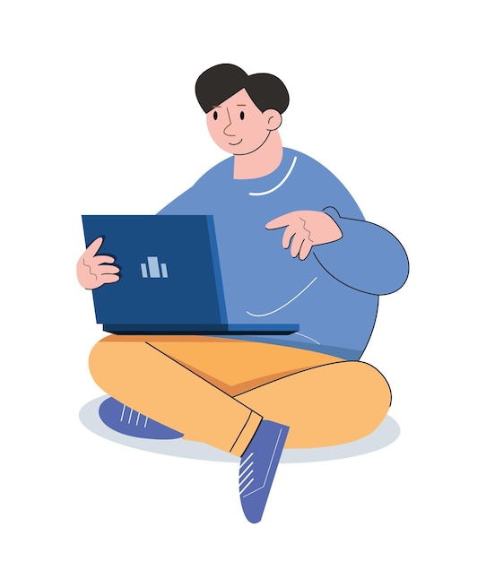 character people using laptop vector illustration