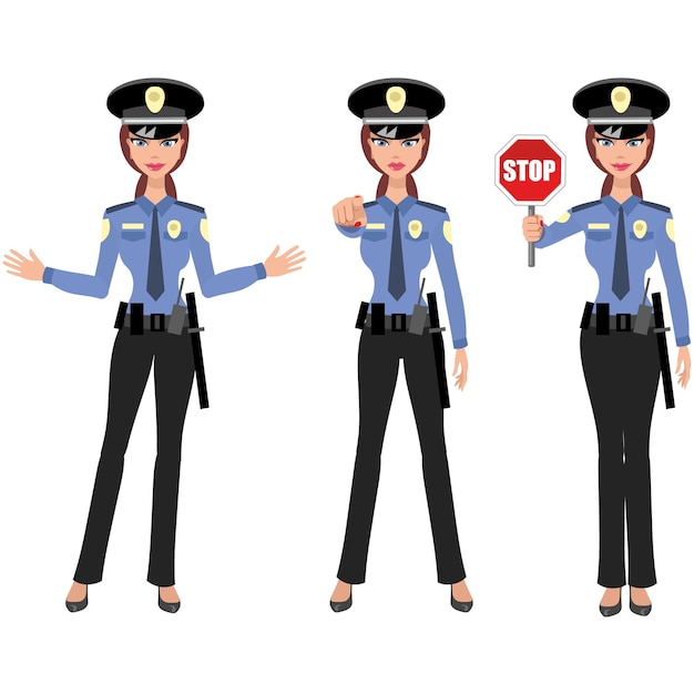 キャラクター警察の女性フラットイラスト