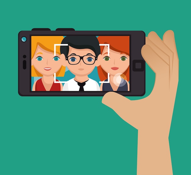 Vettore design di smartphone selfie personaggio