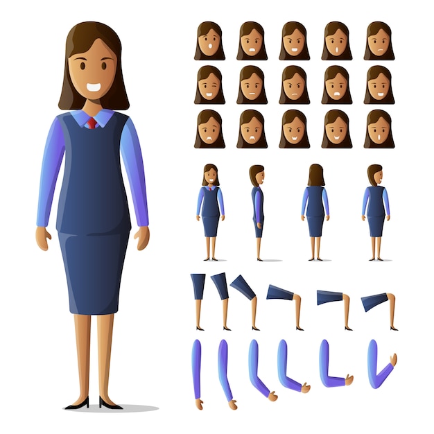 Character set businesswoman kit