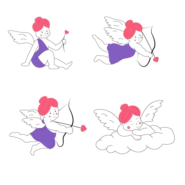 Character set cupid angel girl