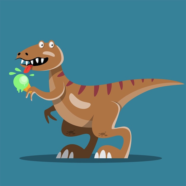 Character set of cute colored cartoon dinosaurs