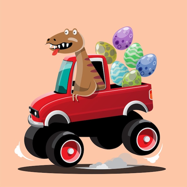 Vector character set of cute colored cartoon dinosaurs