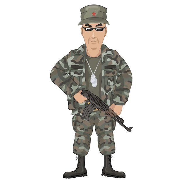 character soldier with a gun in camouflage