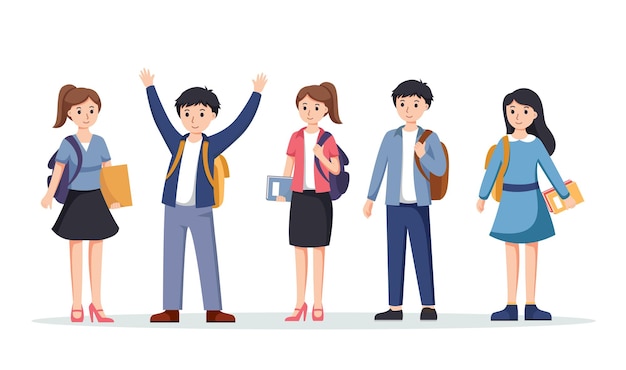 character student Back to school university concept vector illustration