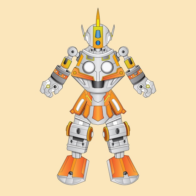 Vector character technology robot warrior cyborg in background perfect for mascot tshirt design sticker